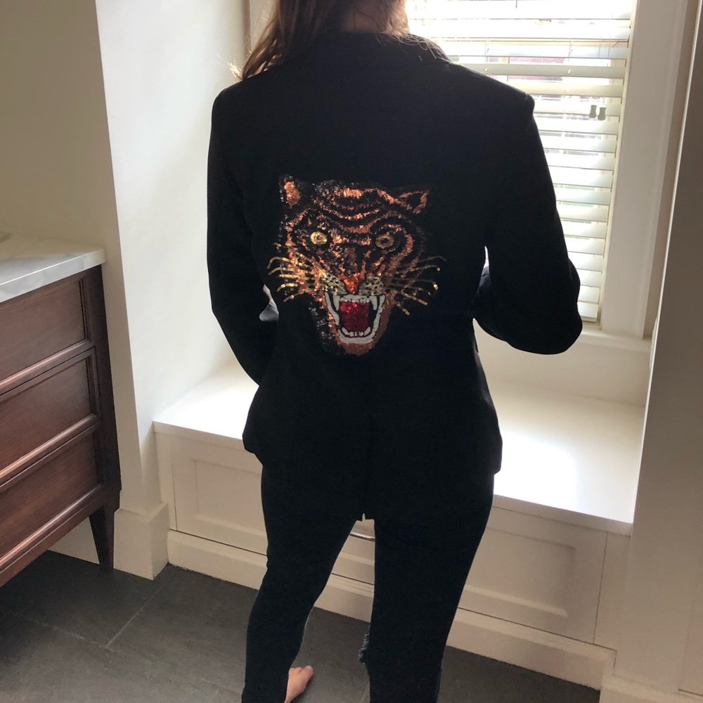 Black blazer with tiger patch